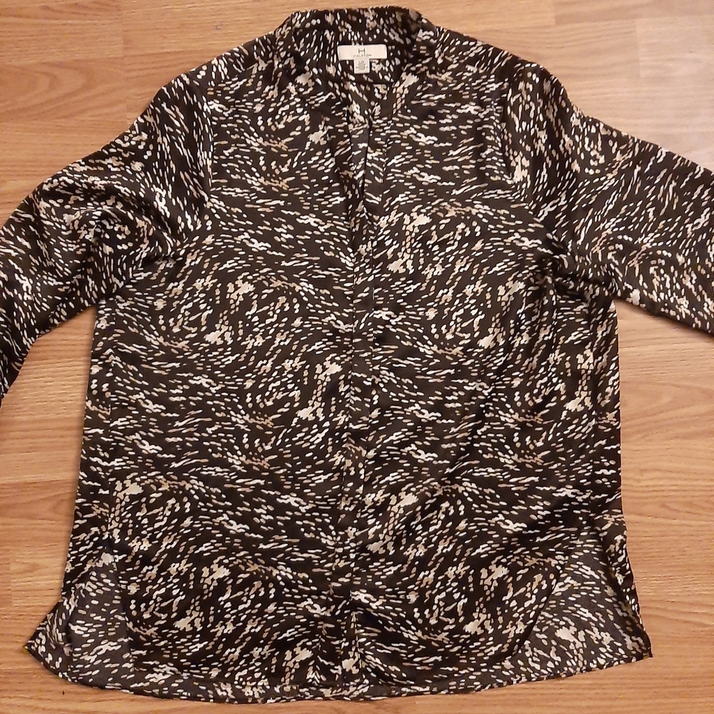 Halston Button Up Blouse Size Large - image 1